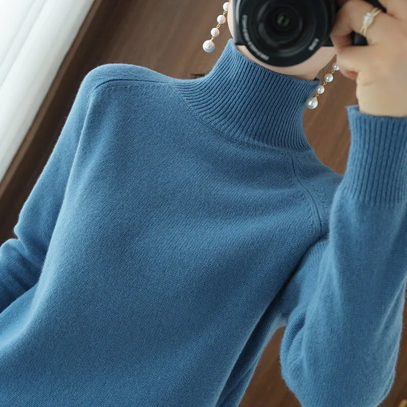 Damen Rollkragenpullover aus Kaschmir-Mix mit feiner Rippstruktur und überschnittener Schulter Drune