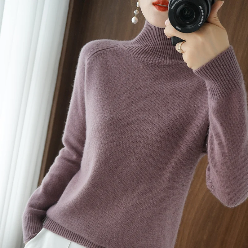 Damen Rollkragenpullover aus Kaschmir-Mix mit feiner Rippstruktur und überschnittener Schulter Drune