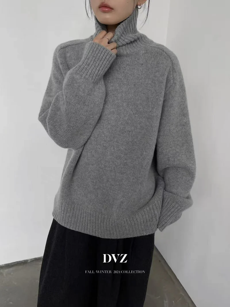 Damen Rollkragenpullover aus feinem Wollmix mit geradem Schnitt und breitem Rippkragen Drune