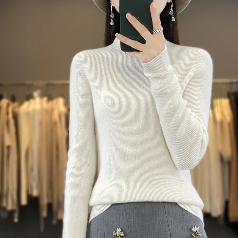 Damen Premium-Feinstrick-Mockneckpullover mit extra langen Ärmelabschlüssen und feiner Rippenstruktur Drune