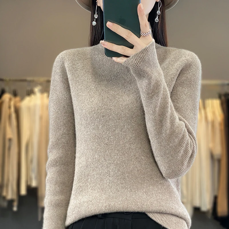 Damen Premium-Feinstrick-Mockneckpullover mit extra langen Ärmelabschlüssen und feiner Rippenstruktur Drune