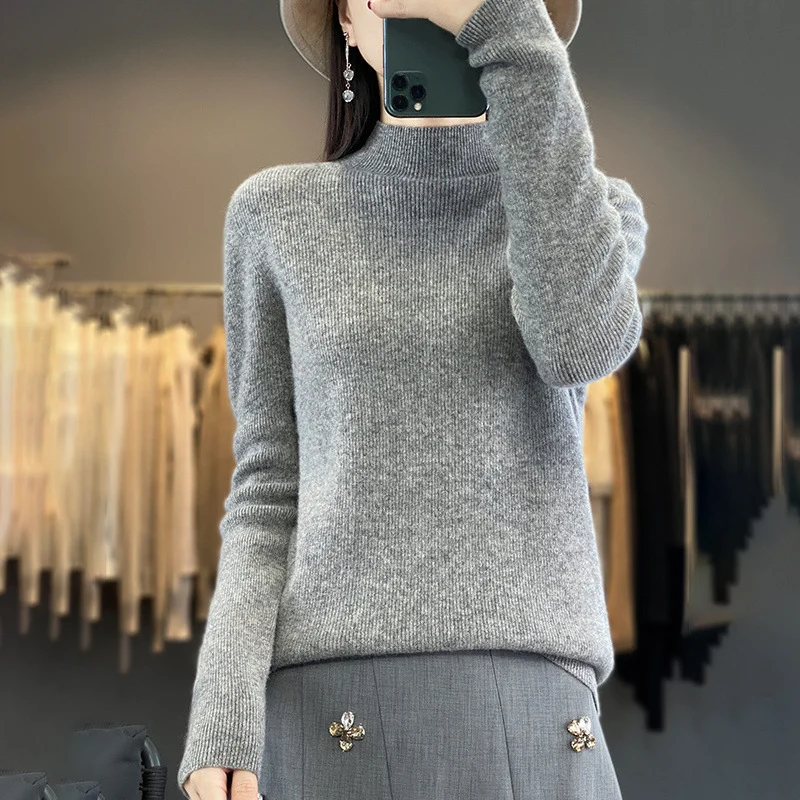 Damen Premium-Feinstrick-Mockneckpullover mit extra langen Ärmelabschlüssen und feiner Rippenstruktur Drune