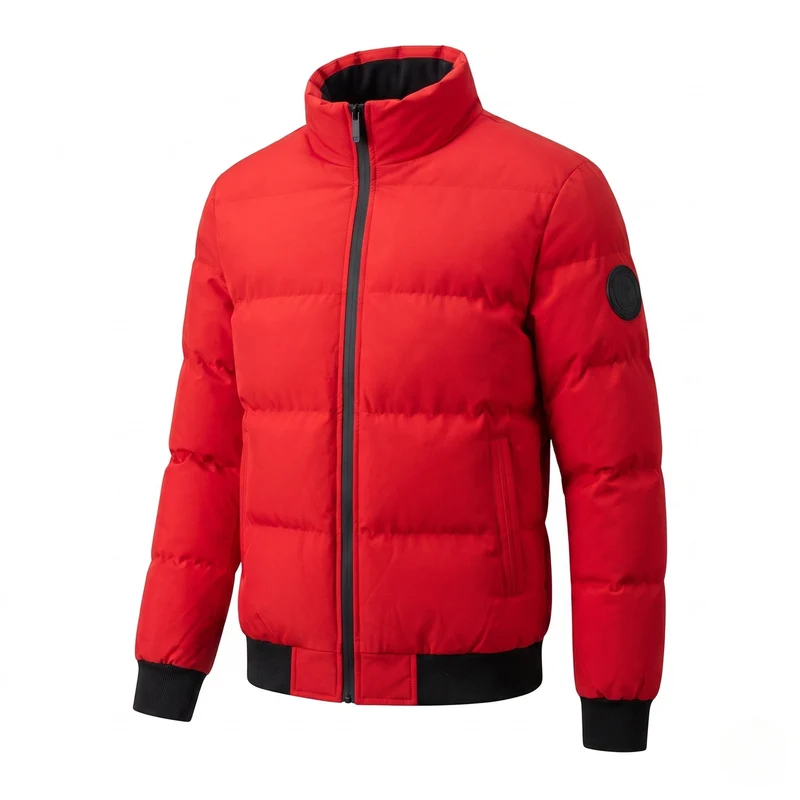Männlicher kurzer Parka-Stil Pufferjacke mit winddichtem Außenmaterial und gerippten Bündchen Drune