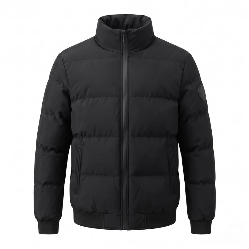 Männlicher kurzer Parka-Stil Pufferjacke mit winddichtem Außenmaterial und gerippten Bündchen Drune