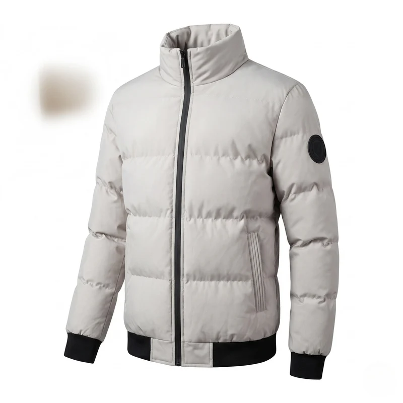 Männlicher kurzer Parka-Stil Pufferjacke mit winddichtem Außenmaterial und gerippten Bündchen Drune