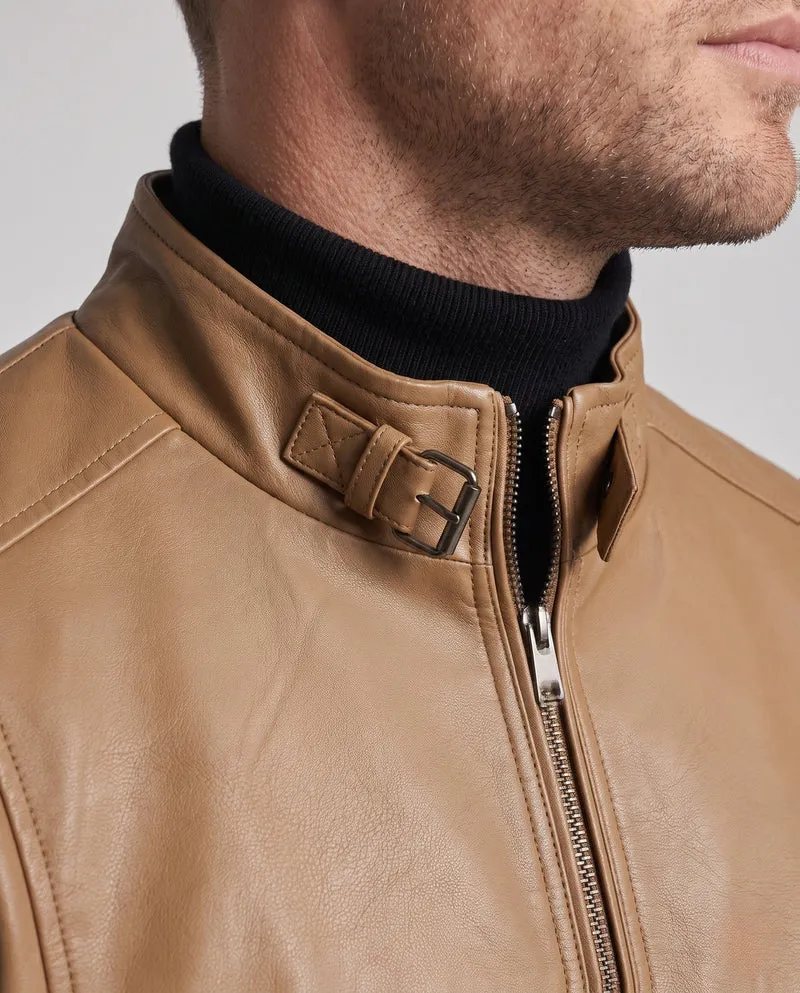 Herren Lederlook Blouson mit Stehkragen und Reißverschluss Drune