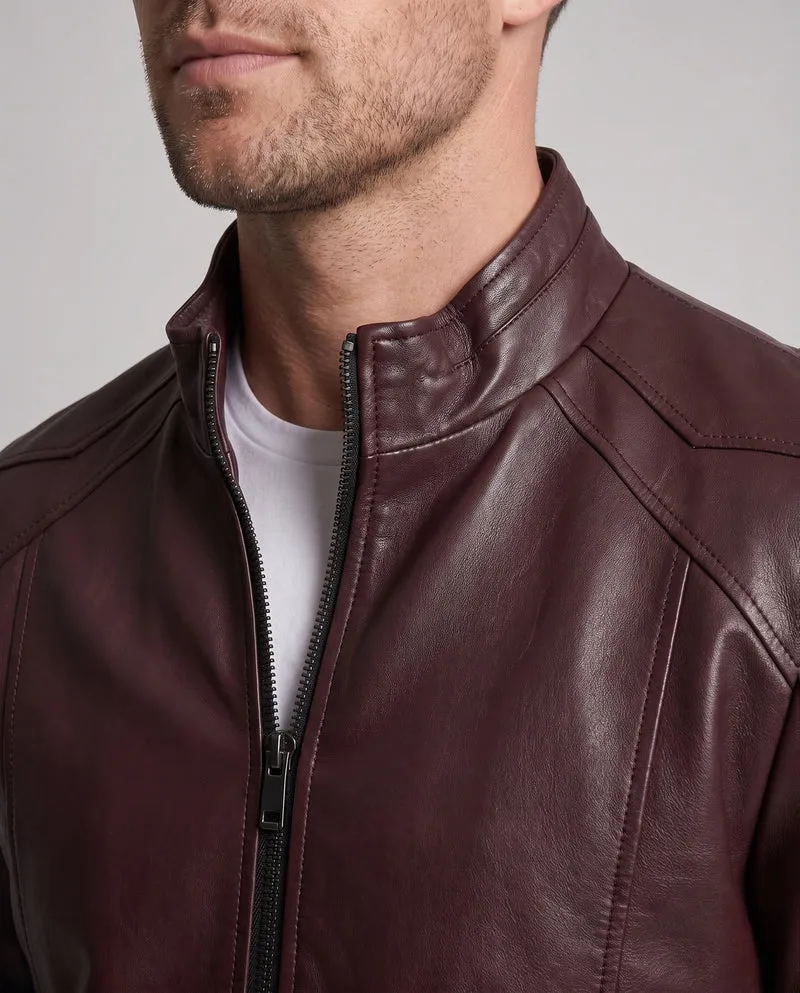 Herren Lederoptik Pilotjacke mit Stehkragen und Reißverschlusstaschen Drune