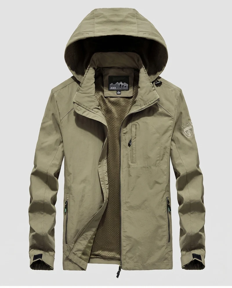 Leichte atmungsaktive Feldjacke für Herren mit Kapuze und Mesh-Futter Drune