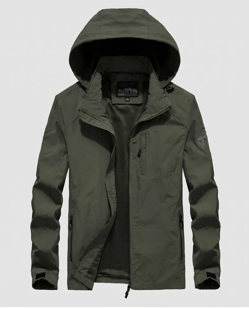 Leichte atmungsaktive Feldjacke für Herren mit Kapuze und Mesh-Futter Drune