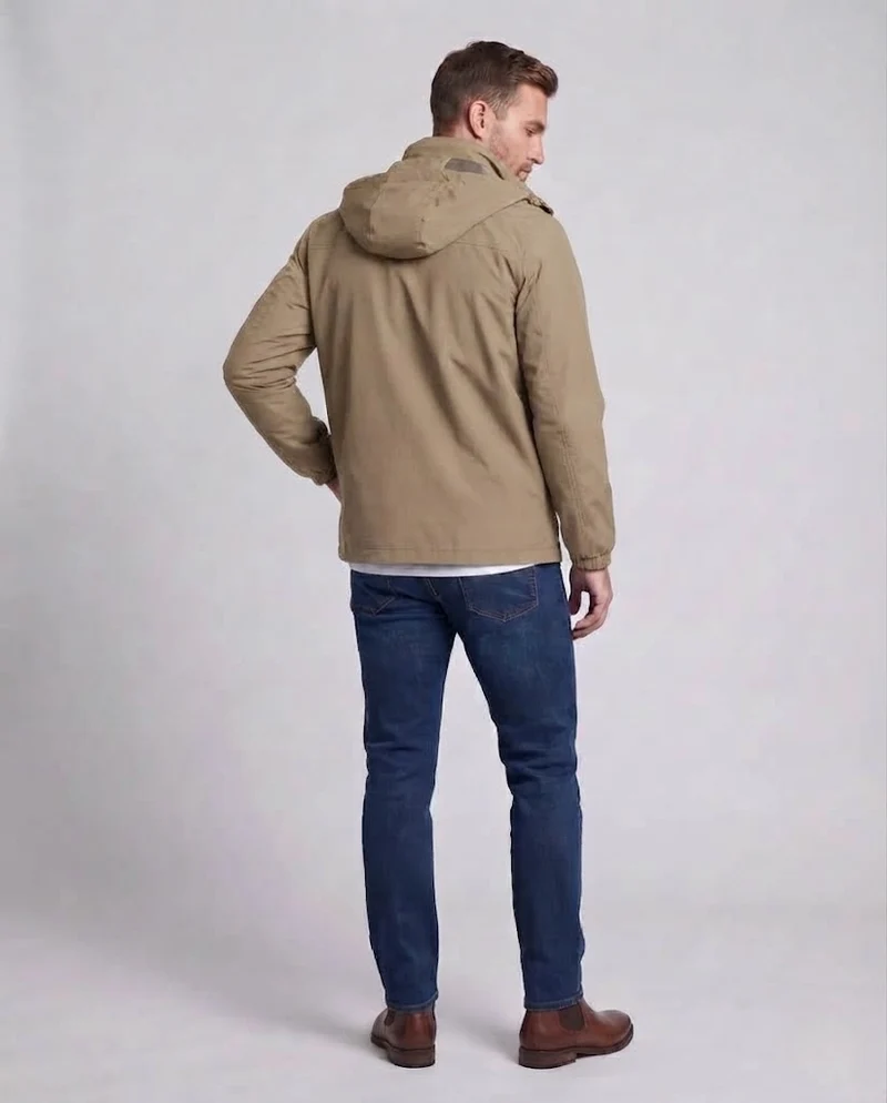 Herren Leichte Atmungsaktive Kapuzenjacke für den Außenbereich mit Brusttasche und Verdecktem Reißverschluss Drune