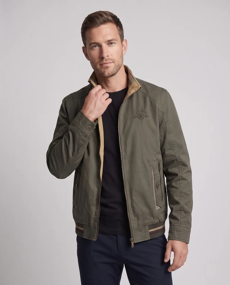 Herren leichte Canvas Übergangsjacke mit Stehkragen und integrierter Fütterung Drune