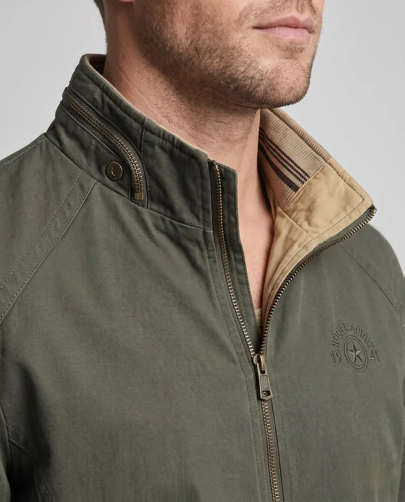 Herren leichte Canvas Übergangsjacke mit Stehkragen und integrierter Fütterung Drune