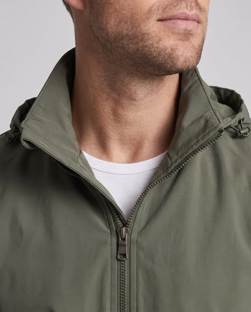 Leichte Herren-Hoodie-Utility-Jacke mit verdecktem Reißverschluss und Brusttasche Drune