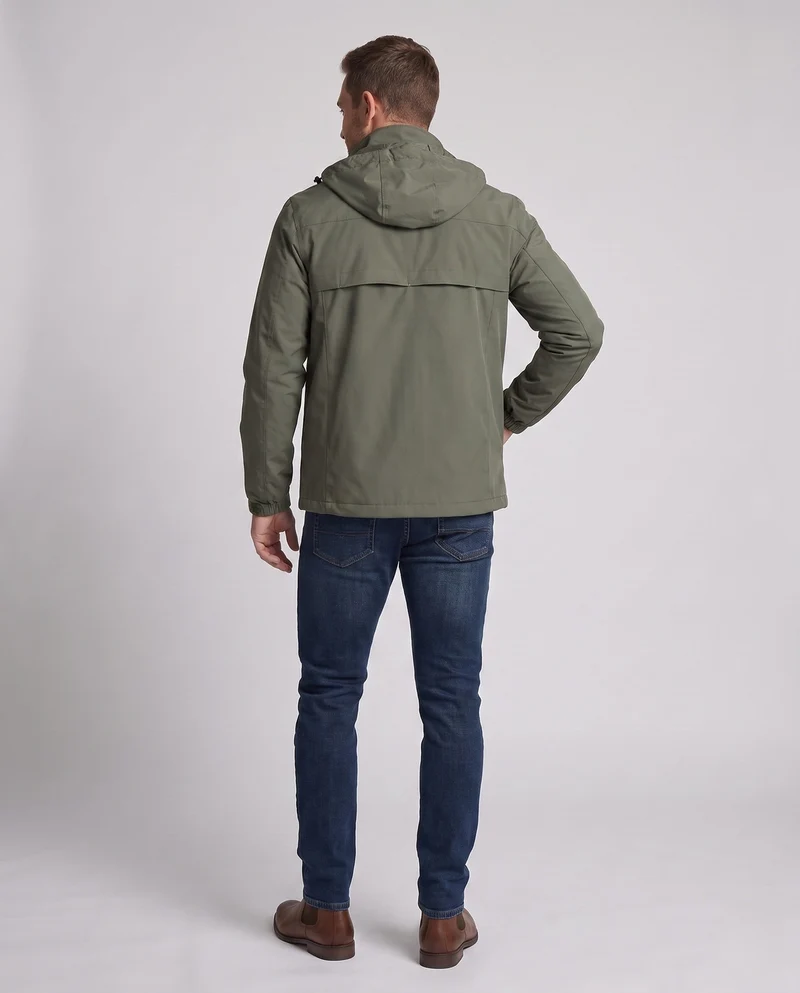 Leichte Herren-Hoodie-Utility-Jacke mit verdecktem Reißverschluss und Brusttasche Drune