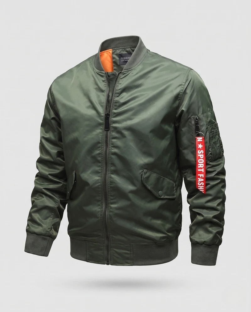 Leichte Herren Nylon Flug Bomberjacke mit Ärmel Utility Tasche Drune