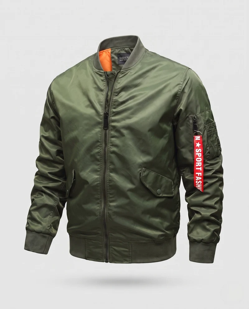 Leichte Herren Nylon Flug Bomberjacke mit Ärmel Utility Tasche Drune