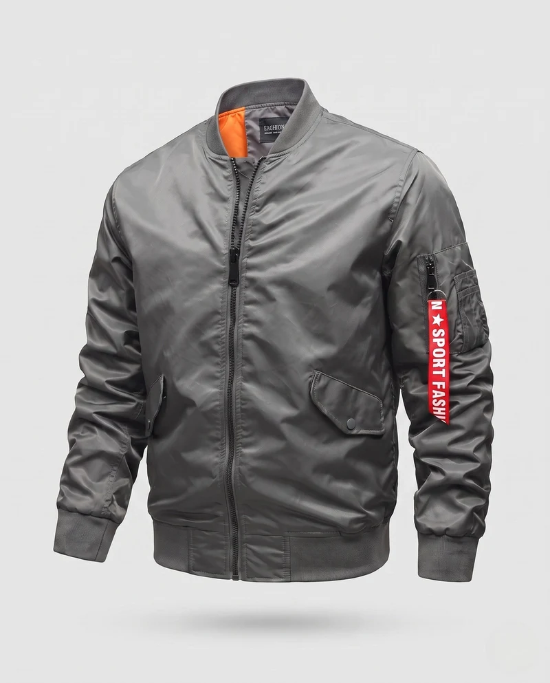 Leichte Herren Nylon Flug Bomberjacke mit Ärmel Utility Tasche Drune
