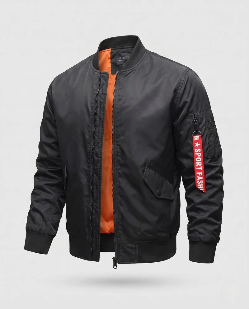 Leichte Herren Nylon Flug Bomberjacke mit Ärmel Utility Tasche Drune