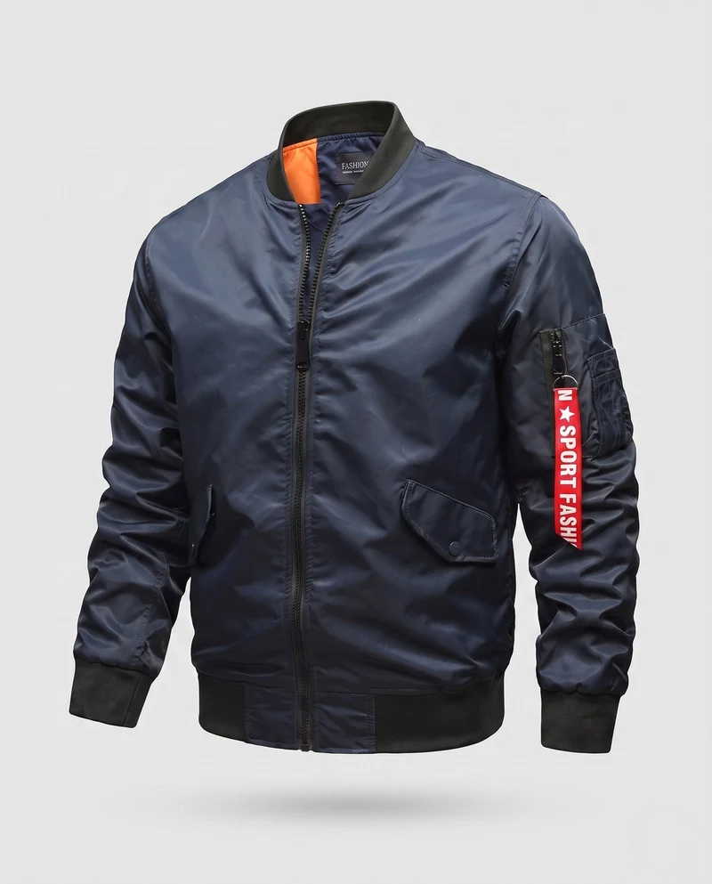 Leichte Herren Nylon Flug Bomberjacke mit Ärmel Utility Tasche Drune