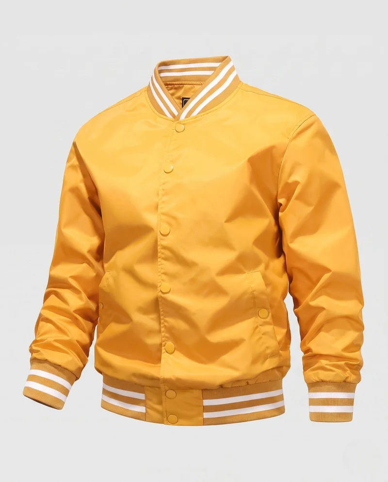 Leichte Nylon-Vereins-Bomberjacke für Herren mit gestreiften Rippbündchen Drune