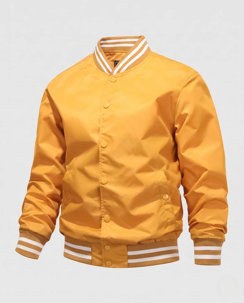 Leichte Nylon-Vereins-Bomberjacke für Herren mit gestreiften Rippbündchen Drune