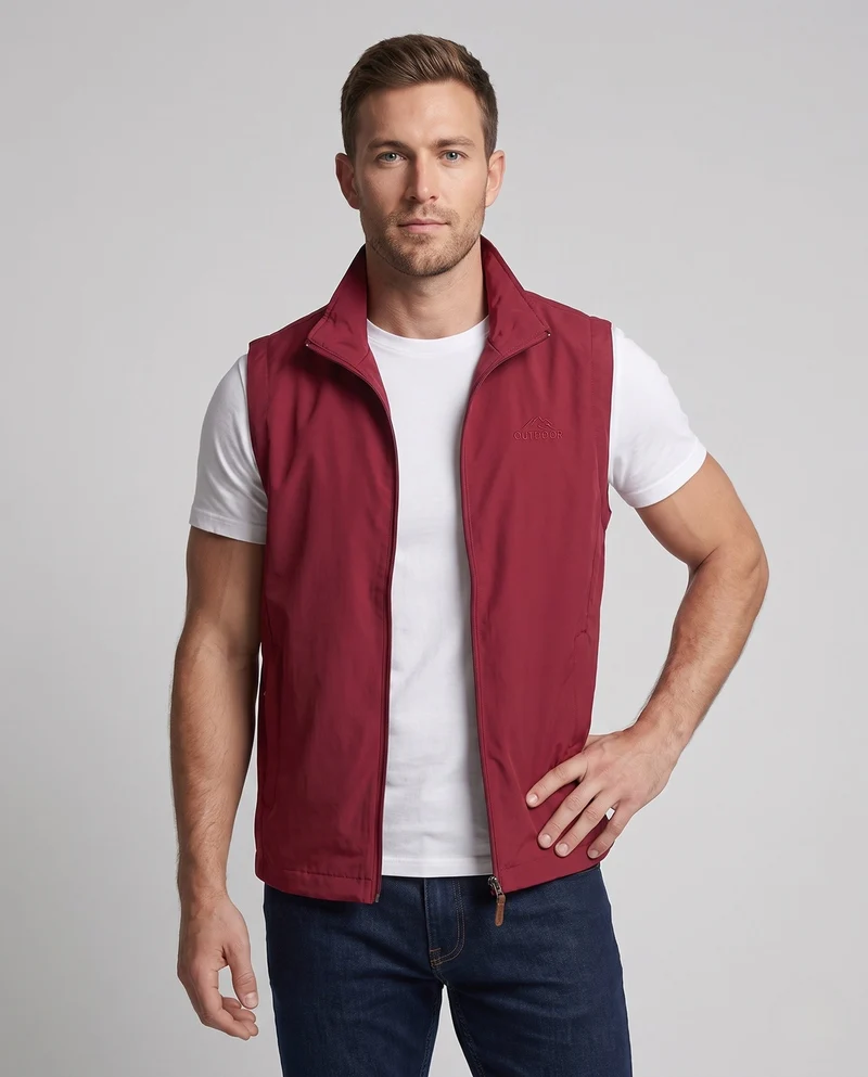 Leichte Outdoor-Softshell-Weste für Herren mit Stehkragen und vollem Reißverschluss Drune