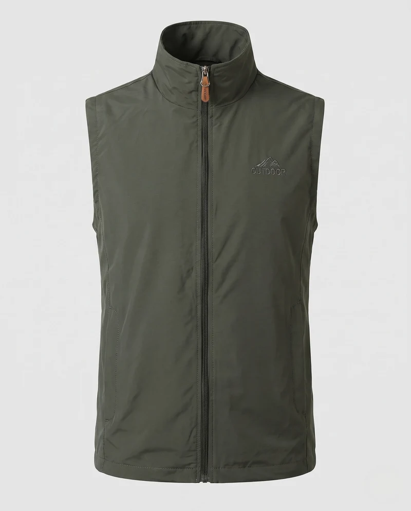 Leichte Outdoor-Softshell-Weste für Herren mit Stehkragen und vollem Reißverschluss Drune