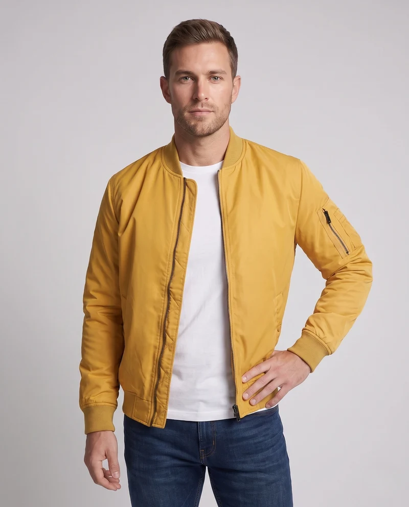 Herren Leichte Pilot Bomberjacke aus technischem Nylon mit Ärmeltasche Drune