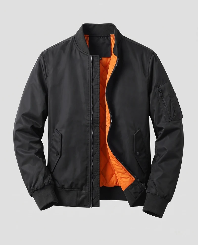 Herren Leichte Pilot Bomberjacke aus technischem Nylon mit Ärmeltasche Drune