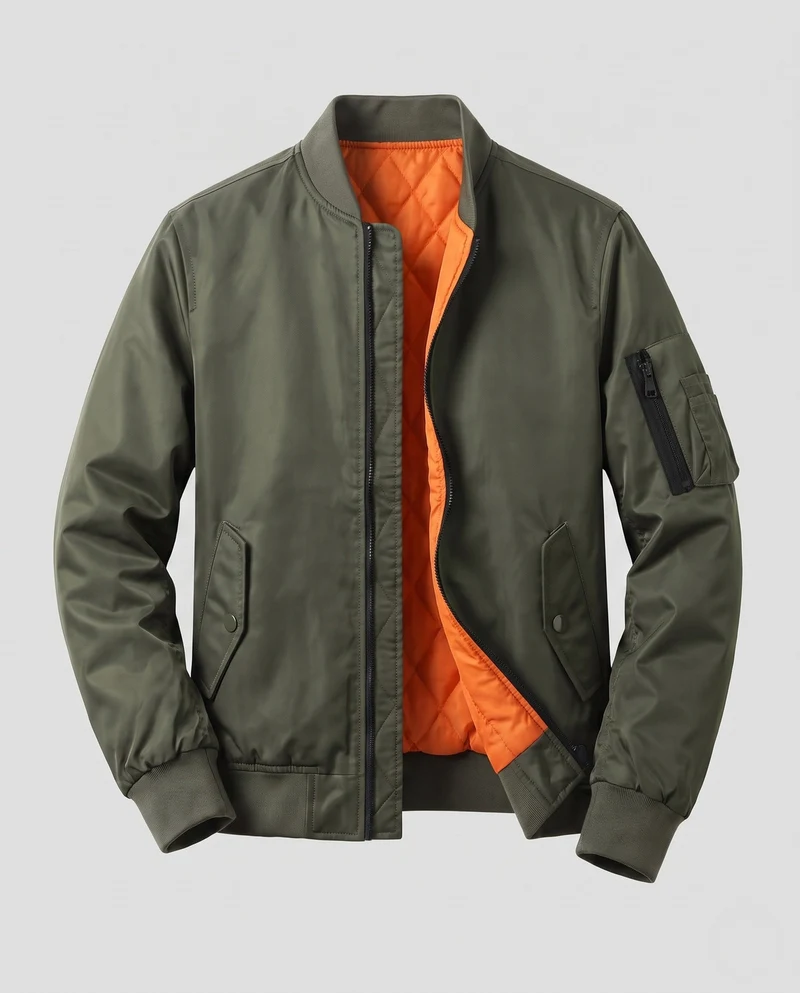 Herren Leichte Pilot Bomberjacke aus technischem Nylon mit Ärmeltasche Drune