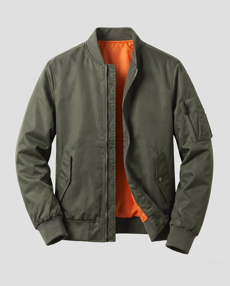 Herren Leichte Pilot Bomberjacke aus technischem Nylon mit Ärmeltasche Drune