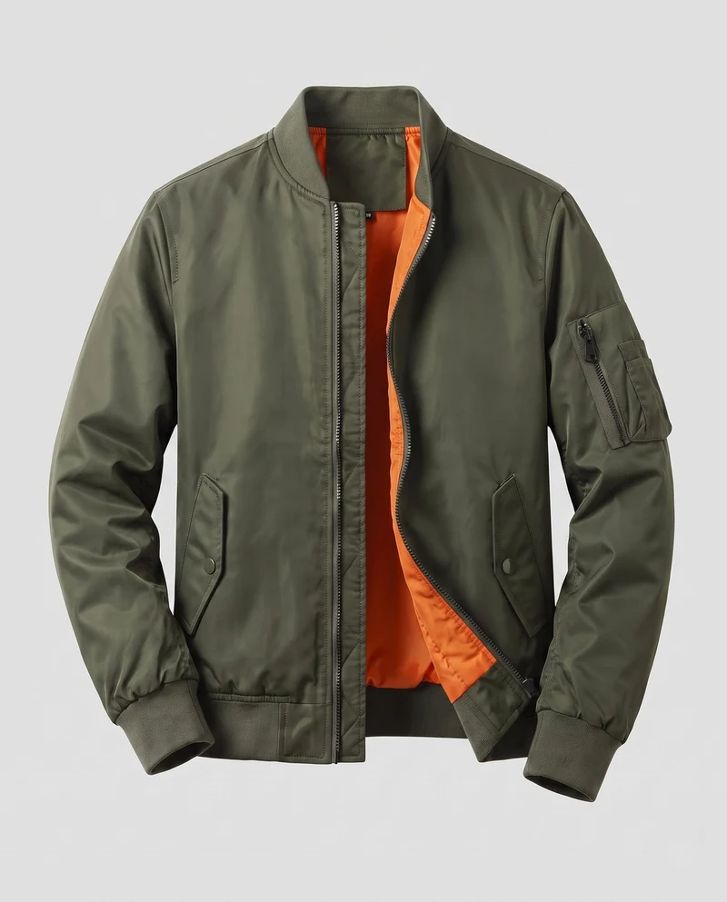 Herren Leichte Pilot Bomberjacke aus technischem Nylon mit Ärmeltasche Drune