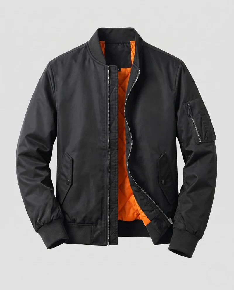 Herren Leichte Pilot Bomberjacke aus technischem Nylon mit Ärmeltasche Drune