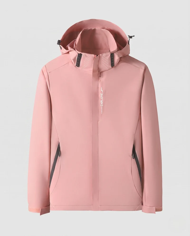 Herren leichte technische Softshelljacke mit verstellbarer Kapuze, wind- und wasserabweisend Drune
