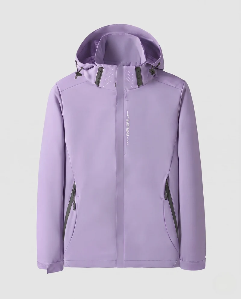 Herren leichte technische Softshelljacke mit verstellbarer Kapuze, wind- und wasserabweisend Drune