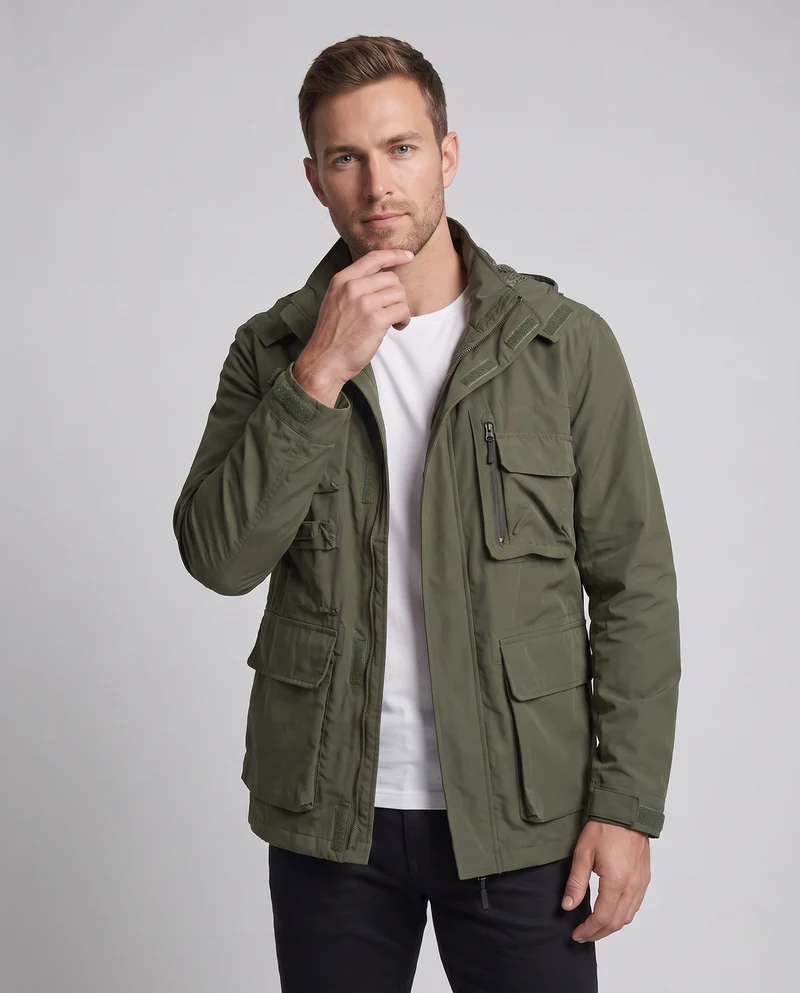 Herren Leichtgewichts Utility Feldjacke mit multifunktionalen Taschen und verstellbarem Saum Drune