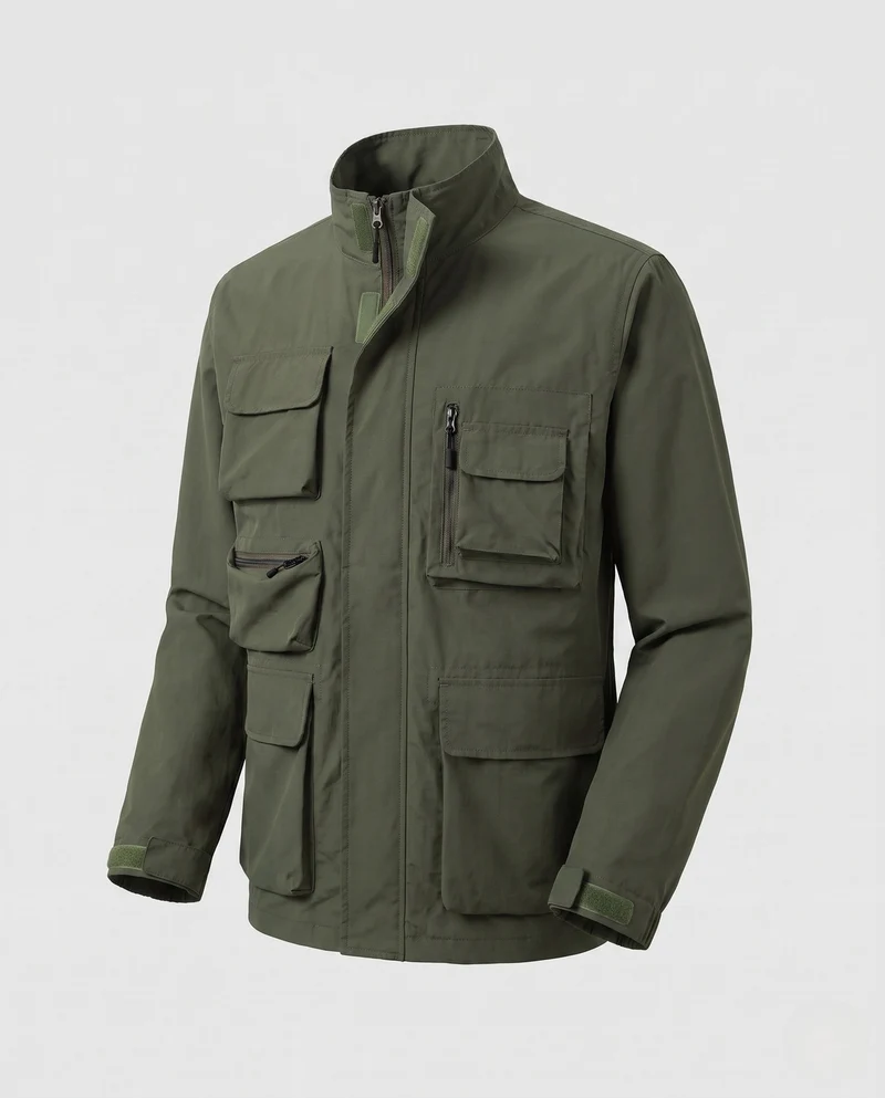 Herren Leichtgewichts Utility Feldjacke mit multifunktionalen Taschen und verstellbarem Saum Drune