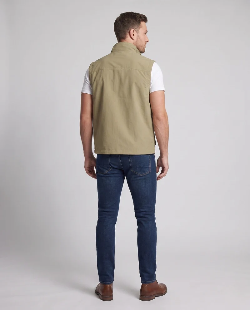 Herren Leichtgewicht Utility-Weste mit Stehkragen, mehreren Taschen und durchgehendem Reißverschluss Drune