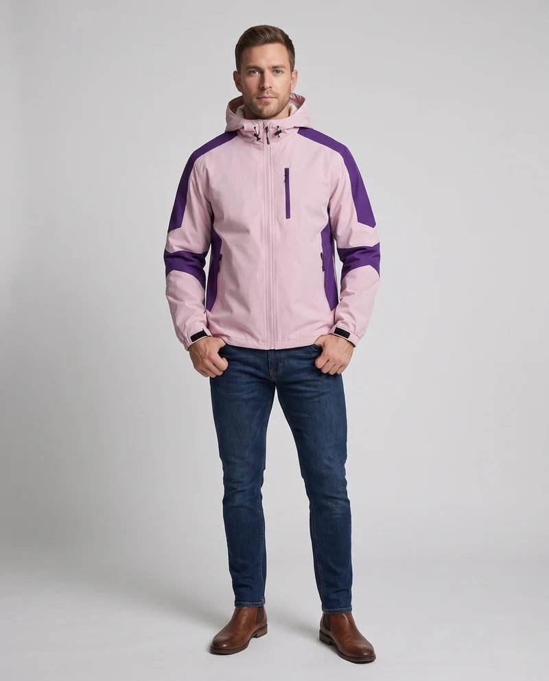 Leichte, wasserabweisende Herren-Hoodie-Softshell-Jacke mit Kontraststreifen und Brustreißverschluss Drune