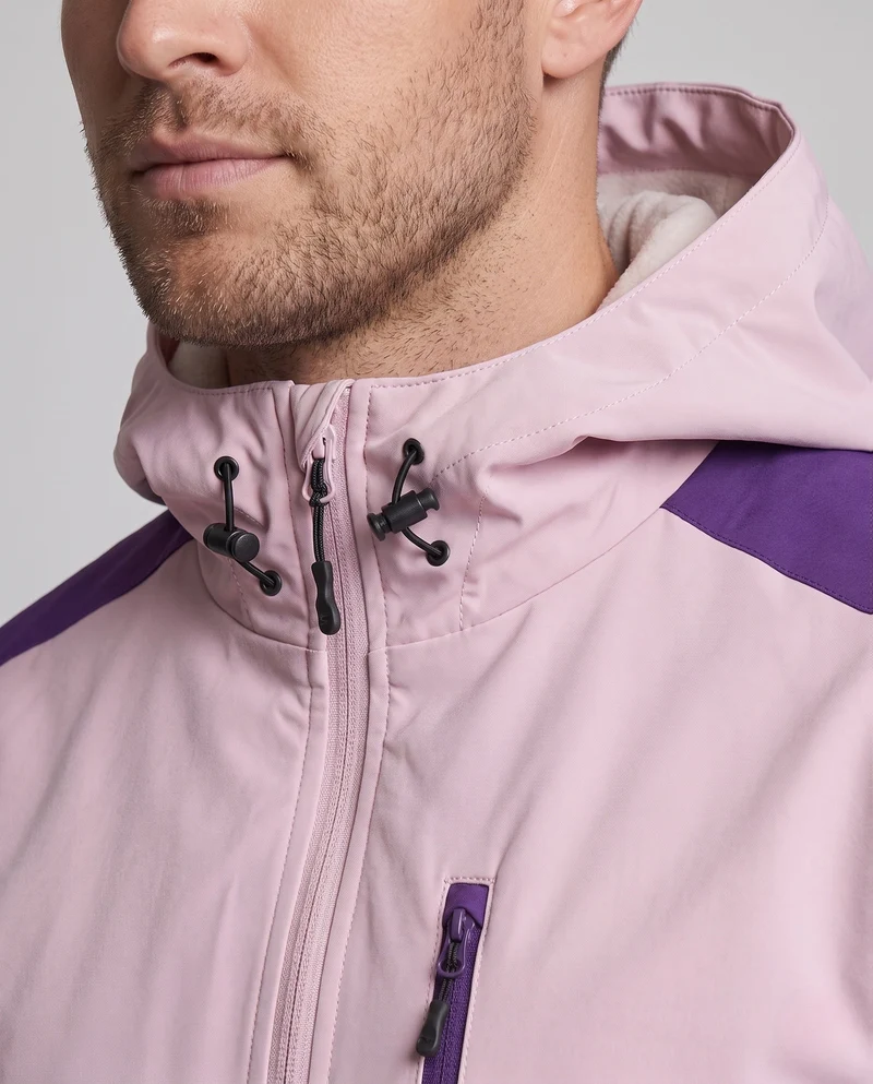 Leichte, wasserabweisende Herren-Hoodie-Softshell-Jacke mit Kontraststreifen und Brustreißverschluss Drune