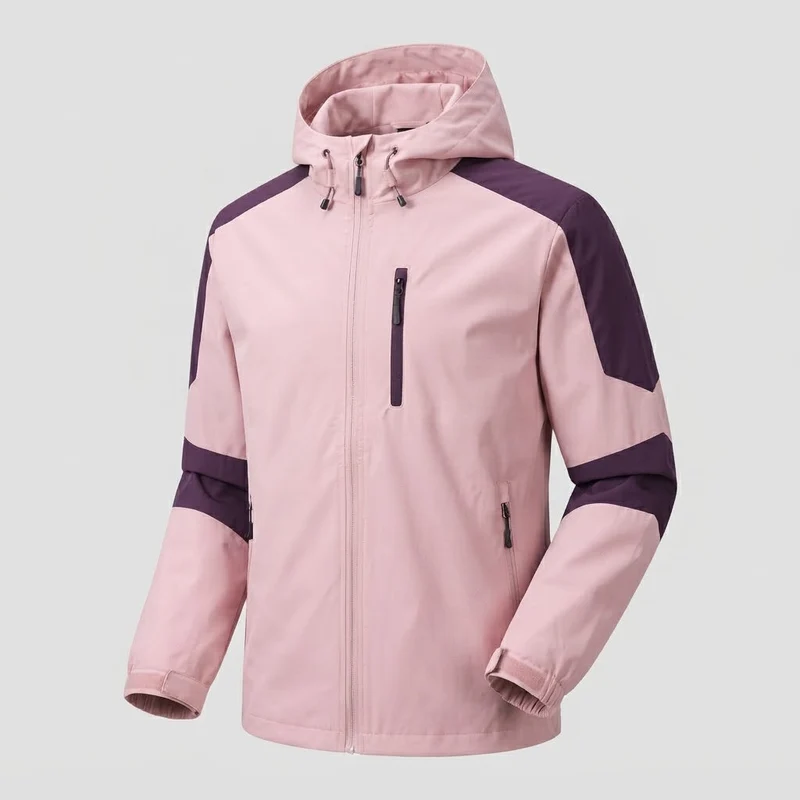 Leichte, wasserabweisende Herren-Hoodie-Softshell-Jacke mit Kontraststreifen und Brustreißverschluss Drune