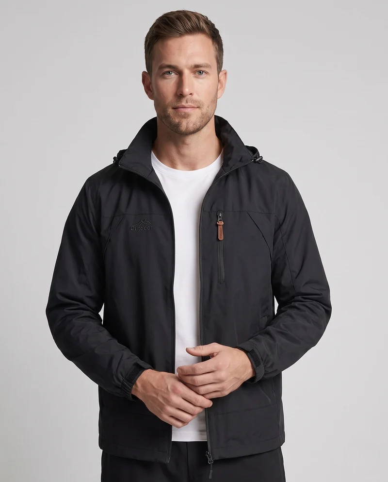 Leichte winddichte Freizeit-Zip-Jacke für Herren mit Brust-Reißverschluss-Tasche Drune