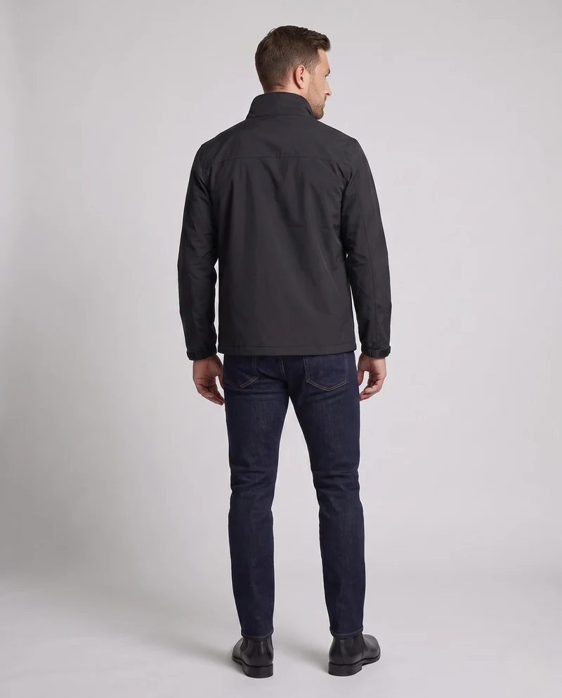 Leichte winddichte Freizeit-Zip-Jacke für Herren mit Brust-Reißverschluss-Tasche Drune