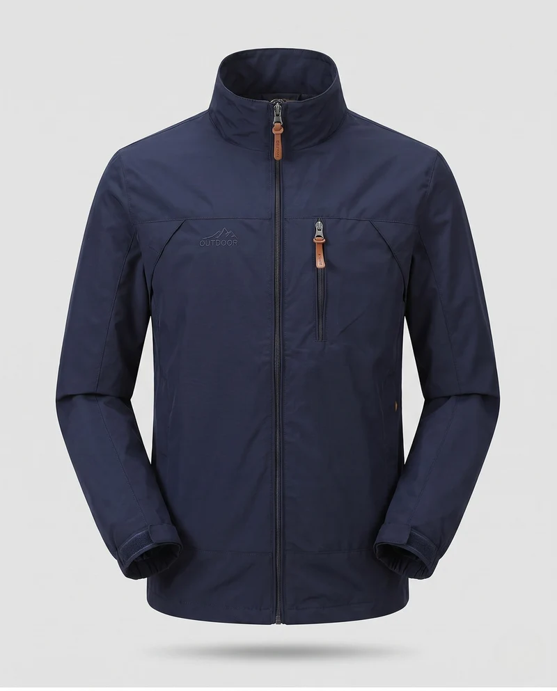 Leichte winddichte Freizeit-Zip-Jacke für Herren mit Brust-Reißverschluss-Tasche Drune