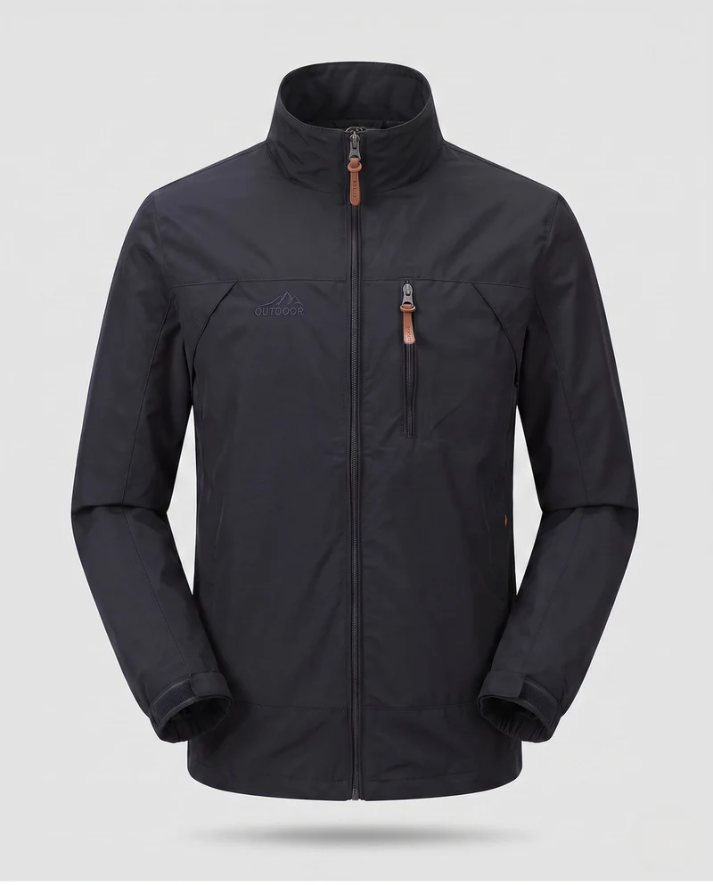 Leichte winddichte Freizeit-Zip-Jacke für Herren mit Brust-Reißverschluss-Tasche Drune