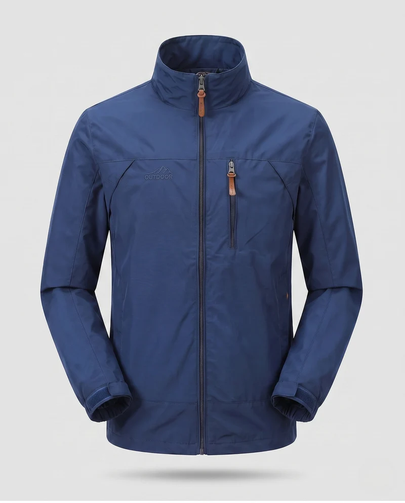 Leichte winddichte Freizeit-Zip-Jacke für Herren mit Brust-Reißverschluss-Tasche Drune