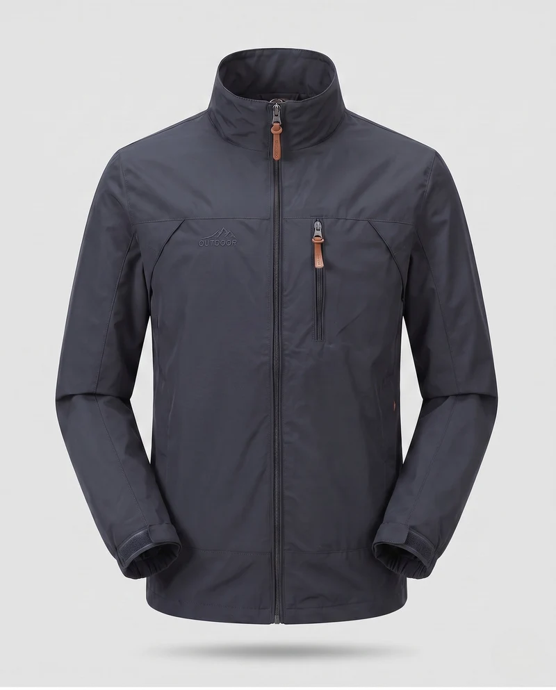 Leichte winddichte Freizeit-Zip-Jacke für Herren mit Brust-Reißverschluss-Tasche Drune