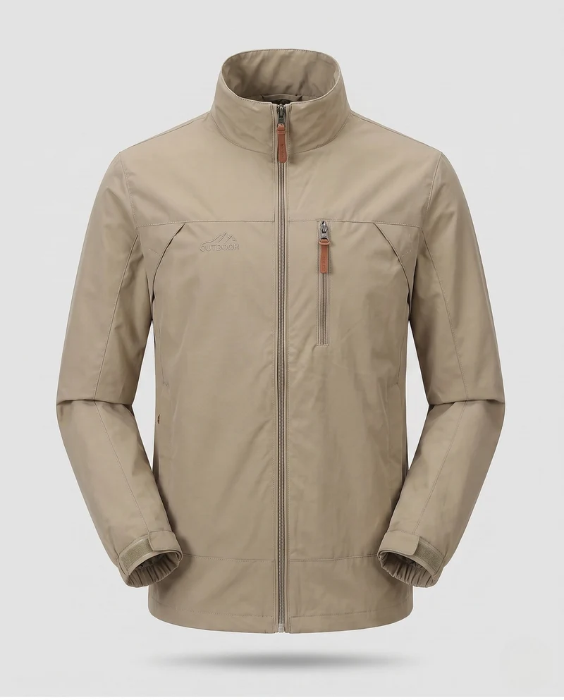 Leichte winddichte Freizeit-Zip-Jacke für Herren mit Brust-Reißverschluss-Tasche Drune
