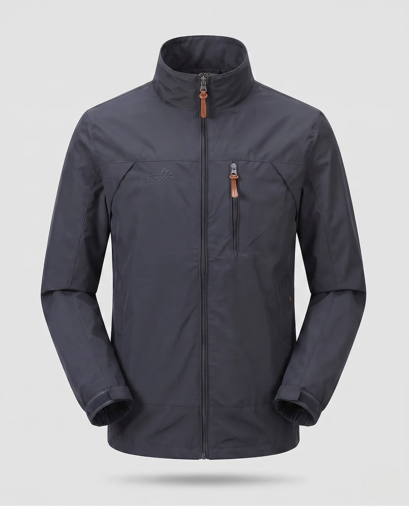 Leichte winddichte Freizeit-Zip-Jacke für Herren mit Brust-Reißverschluss-Tasche Drune