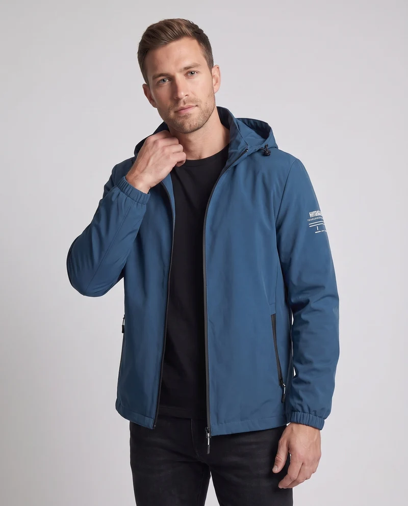 Herren leichte winddichte Kapuzenjacke mit wärmendem Fleece-Futter und mit Reißverschluss versehenen Taschen Drune